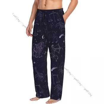 Мъжки ежедневни пижами спални панталони ръчно рисувани зодиак салон свободни панталони удобно нощно облекло