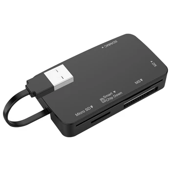 6 в 1 USB 2.0 Multi четец на карти с памет 480Mbps адаптер за четец на скоростни карти 480Mbps поддръжка на смарт карта Micro SD MS M2 SD / MMC
