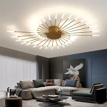 Скандинавска личност LED полилей светлина спирала фойерверки дизайнер таван лампи хол деко спалня висулка лампа тела