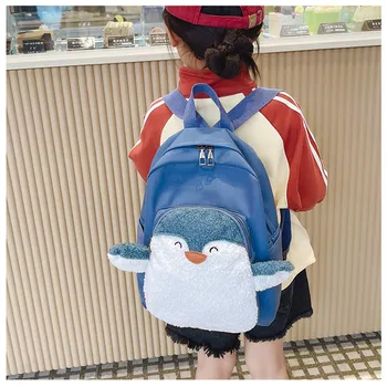 Детска раница сладък карикатура пингвин раница детска градина училищна чанта 3D аниме чанта износоустойчиви чанти дишаща раница