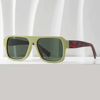 Мода Луксозна марка Квадратни поляризирани слънчеви очила Жени 2023 Ретро Популярни Плосък покрив Голяма рамка слънчеви очила Мъже Шофиране Очила