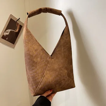 2023 Ново корейско издание ретро Instagram мързелив стил голям капацитет едно рамо подмишница чанта вратовръзка боядисани чанта случайни кофа чанти