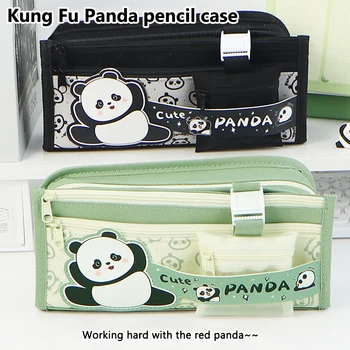 Kawaii Panda молив чанта голям капацитет многослойно съхранение нов сладък карикатура писалка кутия момиче момче ученици училище канцеларски материали