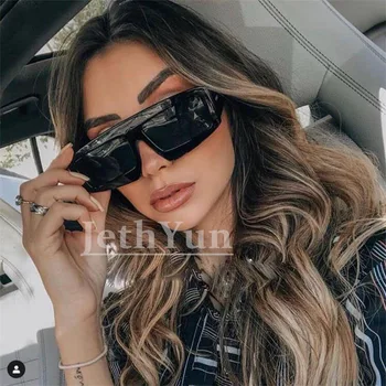 Правоъгълник Слънчеви очила Голяма рамка Дамски очила Луксозен дизайнер Модни нюанси Извънгабаритни черни очила 90s Gafas de sol