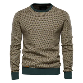 Висококачествен плетен топ мъжки долен есенен и зимен пуловер мъжки кръг деколте мъжки персонализиран мъжки пуловер нов стил отгоре