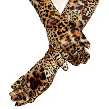 Жени Леопардови ръкавици парти танц coseplay рокля кадифени ръкавици Ръкавици Слънцезащитен UV пълен пръст шофиране ръкавица