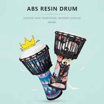 8 инчов преносим африкански барабан Цветни модели на изкуството Перкусии Музикален инструмент ABS смола Конго Drum Bongo Drum сцена Детски подарък