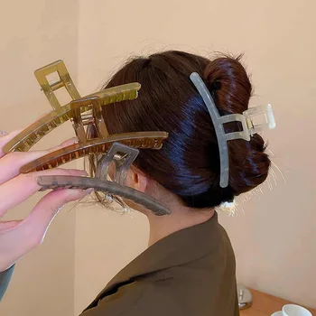 Корейска мода коса нокът клип фиба реколта прости големи щипки за коса скоби за коса акула клип шапки за жени аксесоари за коса