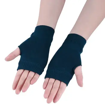Топла ръка китката ръка без пръсти разтеглив плетене на една кука ръкавици за плетене Колоездене ръкавици половин ръкавица половин пръст ръкавици изкуствена вълна ръкавици