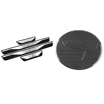 Top!-Car Door Cill Cover Scuff Pedal Styling Sticker With Fuel Tank Cap Cover Trim Gas Sticker, За Mazda CX-30 2019-2020