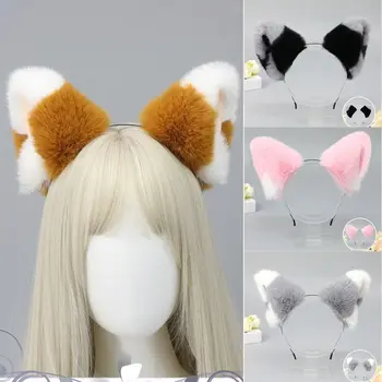 Облечи котка ухото ленти за глава сладък декорация аниме косплей Лолита аксесоари за коса плюшени карикатура коса шнола Великденско парти