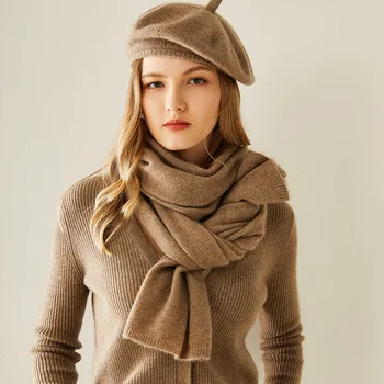 Жени 100% кашмирен шал мода супер топло меко топло дами топло плетен шал врата твърди луксозна марка модерен
