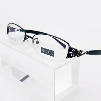 Eagwoo метална сплав жени очила половин джанта оптични проектирани очила цвете модел елегантни очила
