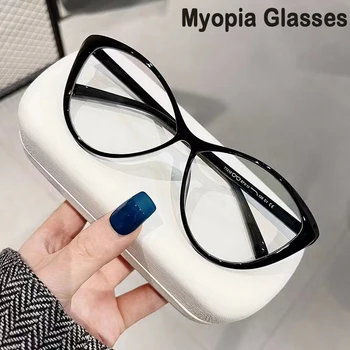 Нова мода реколта късогледство очила анти синя светлина за късогледство жени уникални бели крака котка око рамка миопия очила