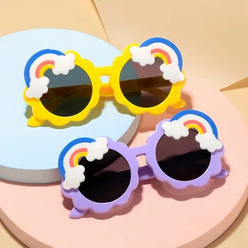 Детски сладки кръгли слънчеви очила Детски слънчеви очила Rainbow Слънчеви очила Момичета Детски цветни очни лещи Бебешки нюанси Момчета Огледални очила