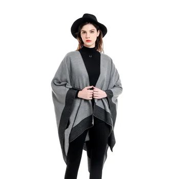 Жени нов кашмир плътен цвят голям шал шал мода зимата топло дама пончо и пелерини одеяло на едро 2023