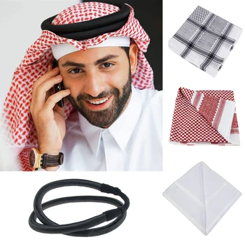 135*135см Тюрбан мъже карирана обвивка за глава ислямски мъже забрадка традиционни костюми мюсюлмански хиджаби Дубай арабски Рамадан Молитвени шапки