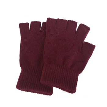Зимни половин пръст ръкавици без пръсти Унисекс на открито ръкавици къса топла ръкавица жени мъже вълна плетени ръкавици еластична комфортна ръкавица