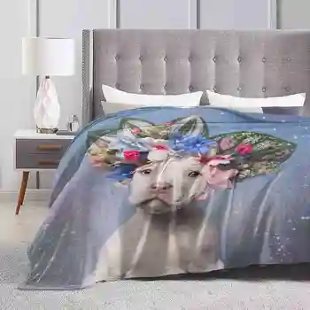 Pit Bull Flower Power, Apollo Супер топли меки одеяла хвърлят на диван / легло / пътуване питбул цвете мощност питбул куче спасяване