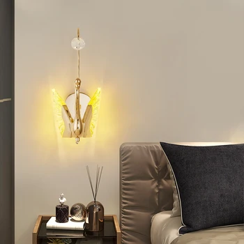 Модерен нов креативен дизайн лебед стенна лампа хол спалня коридор стълби нощно легло топла интериорна декорация стенна лампа