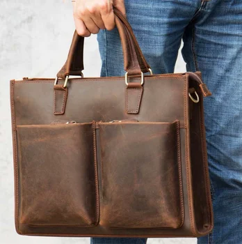 Европейски и американски ретро луд кон кожа мъжки куфарче мъжка чанта голям капацитет лаптоп чанта естествена кожа бизнес хан
