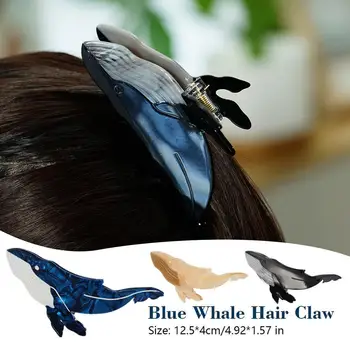 Muweordy Син кит коса нокът ацетат коса клипове за жени популярни коса улови животински коса клип сладък морско създание нокът Cli W0K9