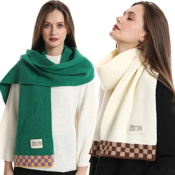 Жени нов кашмир плетен шал сгъсти зимата топъл шал мода меки твърди универсални забрадки дама украсяват шалове Пашмина