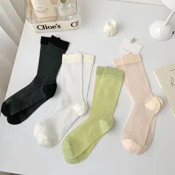 Дамски летни анти кука коприна тънки къси чорапи прозрачни еластични чорапи теле чорапи купчина чорапи носки женские