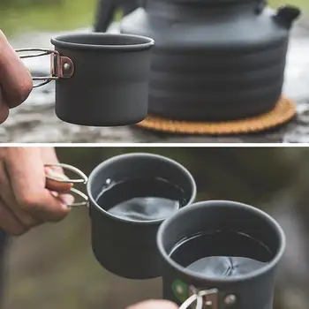 200ml преносима сгъваема чаша за чай с дръжка за многократна употреба мини къмпинг чаша за вода сгъваема чаша за кафе на открито туризъм удобен инструмент