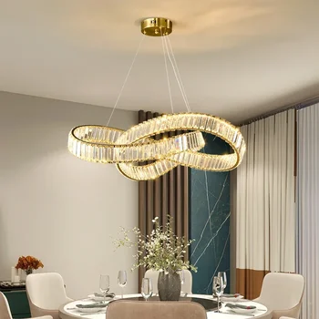 Постмодерен скандинавски кристален полилей LED висулка светлини луксозен домашен декор Living трапезария спалня висяща лампа