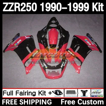 Комплект за тяло за KAWASAKI NINJA ZZR 250 ZZR-250 90-99 87No.100 ZZR250 CC 90 91 92 93 94 червен гланц 1995 1996 1997 1998 1999 Обтекател