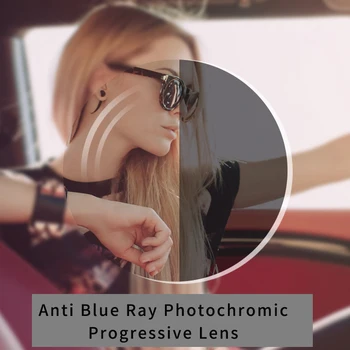 Anti Blue Light Rays Фотохромна прогресивна леща Сив цвят и кафяв цветен преход оптична леща за късогледство рецепта