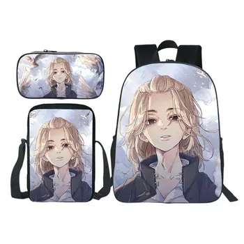 NEW Аниме Токио Revengers раница училищни чанти Harajuku момчета момичета ученическа чанта 3бр комплект детски книжни чанти училищни пособия Mochilas