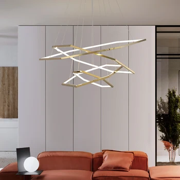 Модерен шестоъгълник от неръждаема стомана Висяща лампа Всекидневна LED висулка светлина Nordic проста спалня кухня творчески златно покритие