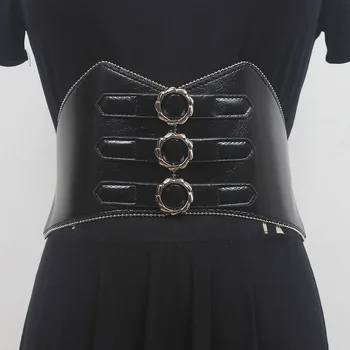 Дамска мода PU кожа ластик cummerbunds женски рокля корсети колан колан декорация широк колан R1910
