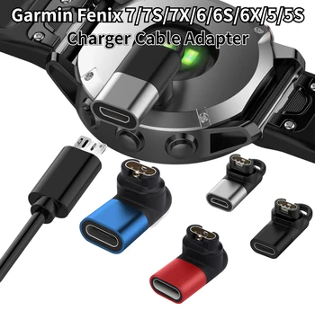 Тип C / Micro USB / IOS зарядно кабелен адаптер 90 градуса лакът за Garmin Fenix 7 / 7S / 7X / 6 / 6S / 6X / 5 / 5S Smart Watch Зареждане конвертор