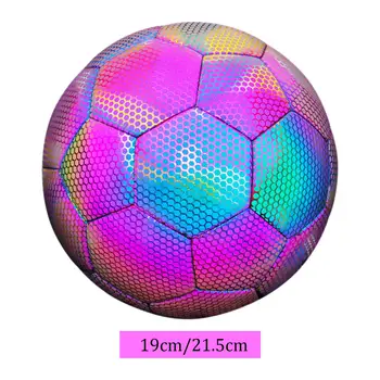 Футболна топка Отразяваща холографска светеща футболна PU футболна топка за футболни мачове за тийнейджъри момичета момчета деца и възрастни на открито Спорт