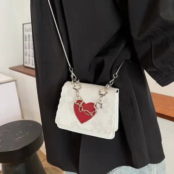 Жените Crossbody чанта малка любов сърцето верига рамо чанти мини монета портмонета момичета квадратни чанти дами мода пратеник чанти