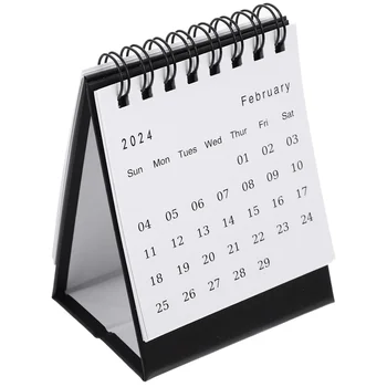 Бяло на черен фон Декор Стоящо бюро Календар 2023-2024 Вертикален работен плот Малка хартия Flip Office
