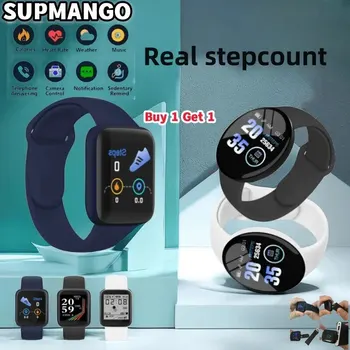 2Pcs Нов интелигентен часовник Реален брой стъпки Жени Мъже Спорт Фитнес Смарт часовник Водоустойчиви часовници Bluetooth Smart Watch за Android IOS