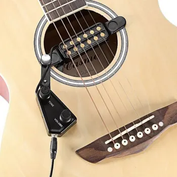 Guitar Pickup 12 Sound Holes Pickup Microphone TransducerМагнитен предусилвател с контрол на силата на звука на тона за акустичен китарен инструмент