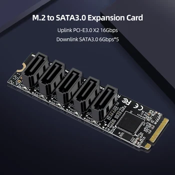M.2 M-Key PCI Express To SATA 3.0 SSD адаптер карта Поддръжка за Mac OS / Windows / Linux разширителна карта адаптер подкрепа PM функция