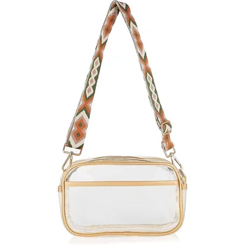 Дамска чанта за кръстосано тяло Прозрачна PVC чанта за рамо с пискюл Плаж Пътуване Спортни събития Чанти Чанти за жени 2024 Мода