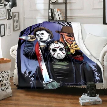 Хелоуин филм на ужасите клоун отпечатано одеяло Одеяла за легла Одеяло за пикник Тънко одеяло Климатик одеяло Индивидуално