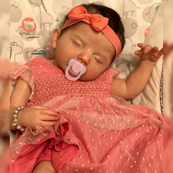 50cm Преродени кукли Спящо новородено бебе Реално изглеждаща бебешка кукла Вече завършена Боядисани кукли Baby Girl 3D кожа видими вени