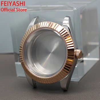 36mm 40mm розово злато нагънат случай мъжки часовник части за стриди ден дата Seiko nh34 nh35 nh36 nh38 Miyota 8215 Движение 28.5mm Dial