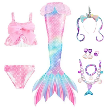 Русалка опашки детски момичета русалка костюм за плуване деца русалка рокли принцеса косплей костюми подарък за рожден ден