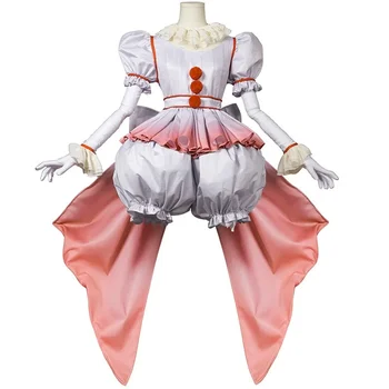 филм клоун косплей костюм Хелоуин клоун момичета облекло ужас Лолита обличане жени фантазия рокля карнавал парти пълен комплект
