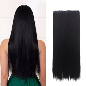 Разширения за коса за перука жени Едно парче перука от пет карти симулира изправяне на коса невидими