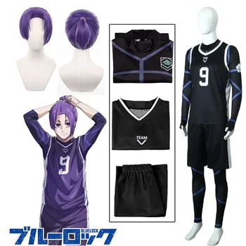 Аниме Blue Lock Nagi Seishiro Mikage Reo Cosplay костюм черен униформа гащеризон жилетка шорти футболен клуб Хелоуин спортно облекло